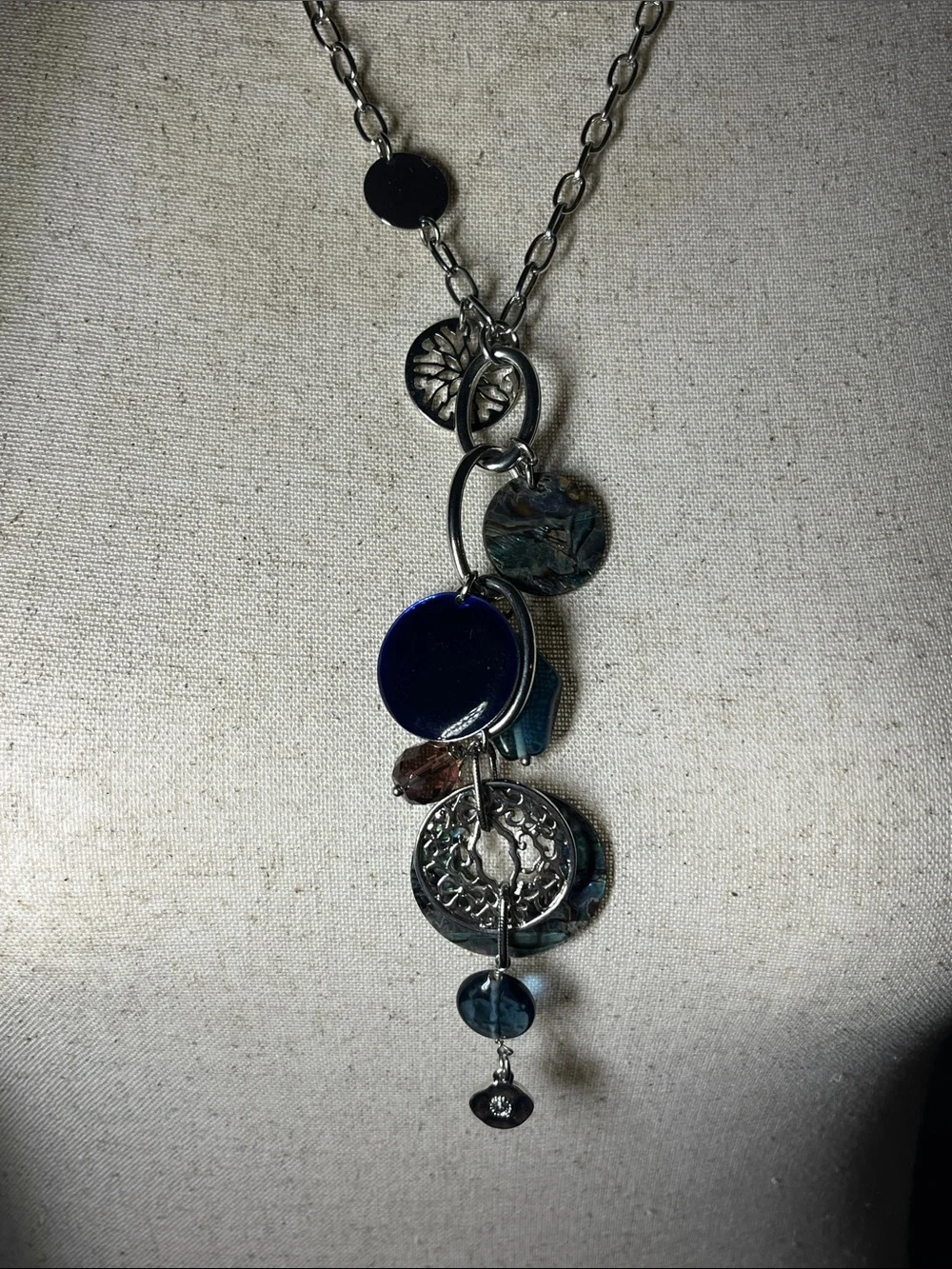 Lia Sophia “Neptune Windsong” Necklace Matching Bracelet with Albalone